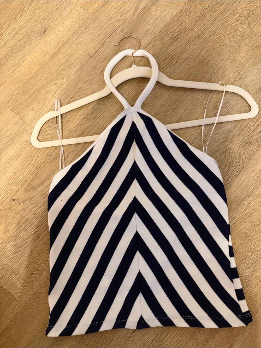 Zara Navy and White Chevron Striped women’s top: never worn.